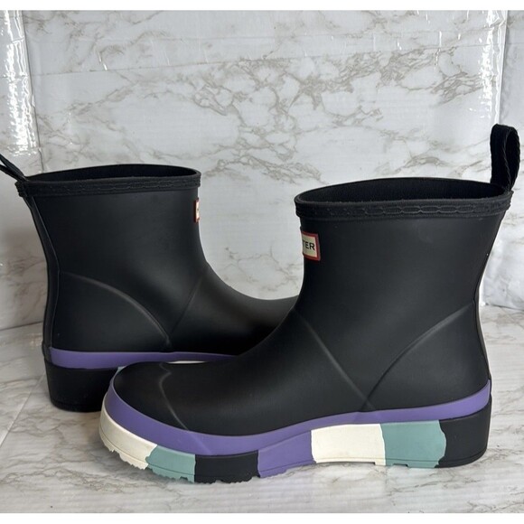 Hunter Black Boots with Purple and Teal Accents - Picture 6 of 9